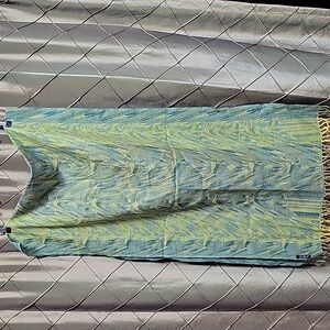 NWOT- 100% Wool Blue and Yellow Patterned Scarf